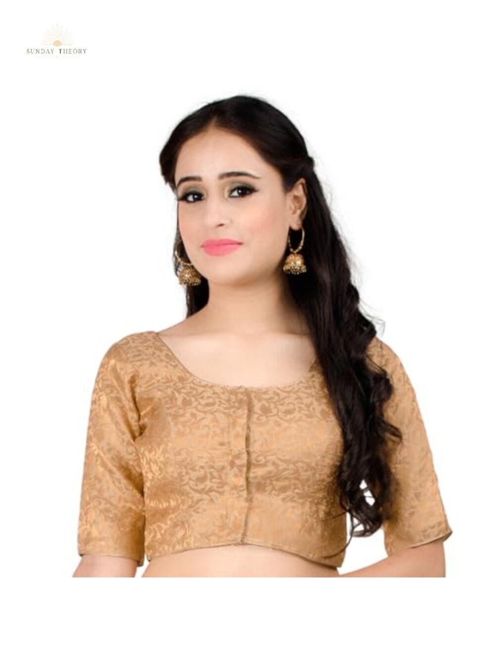 Art Silk Readymade Saree Blouse Elbow Sleeve Front Button